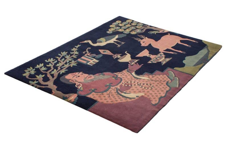 Bildteppich Buddha Teezeit mit Tieren Nepal | ca. 125 x 175 cm – Detailbild 1 – jetzt kaufen bei Lifetex-Heimtextilien.de
