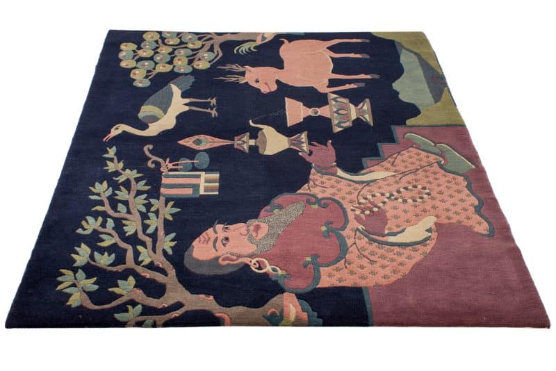 Bildteppich Buddha Teezeit mit Tieren Nepal | ca. 125 x 175 cm – Detailbild 2 – jetzt kaufen bei Lifetex-Heimtextilien.de