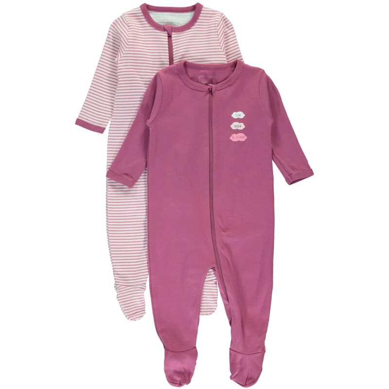 NAME IT 2er Pack Baby-Mädchen Schlafstrampler "Sonne, Mond & Sterne" mit Zip – jetzt kaufen bei Lifetex-Heimtextilien.de