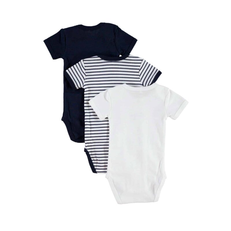 NAME IT 3er Pack Baby-Jungen Kurzarm Bodies Balloon in Dunkelblau/Weiß – Detailbild 1 – jetzt kaufen bei Lifetex-Heimtextilien.de