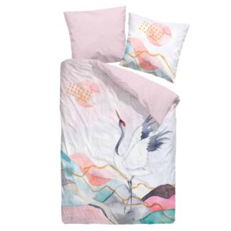 Dormisette · Mako-Satinbettwäsche "Kranich" | Dessin 8210 – 60 rose – jetzt kaufen bei Lifetex-Heimtextilien.de