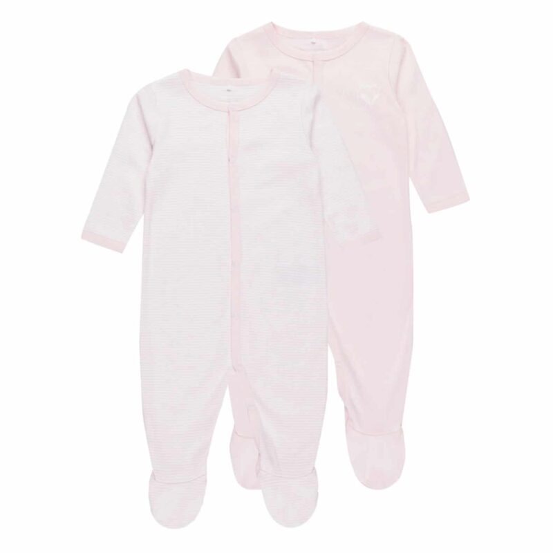 NAME IT 2er Pack Baby-Mädchen Schlafstrampler in Hellrosa mit Druckknöpfen – jetzt kaufen bei Lifetex-Heimtextilien.de