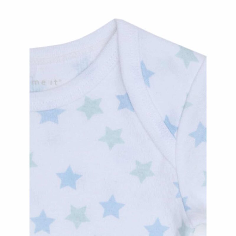 NAME IT 3er Pack Baby-Jungen Langarm Bodies "Sterne" in Hellblau – Detailbild 1 – jetzt kaufen bei Lifetex-Heimtextilien.de