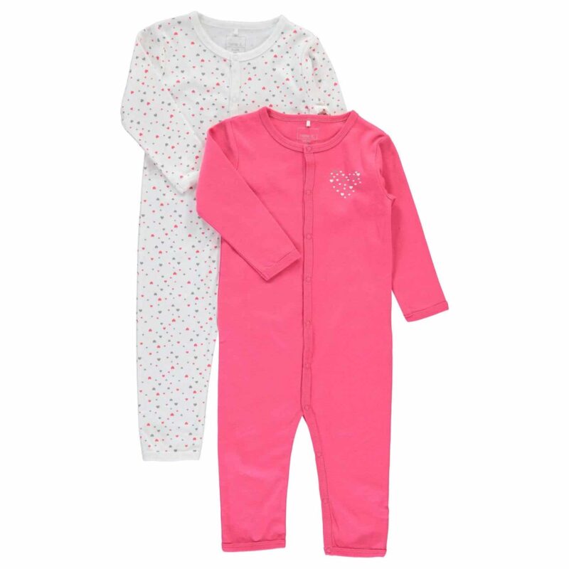 NAME IT 2er Pack Baby-Mädchen Schlafanzug "Herzchen" mit Druckknöpfen – jetzt kaufen bei Lifetex-Heimtextilien.de