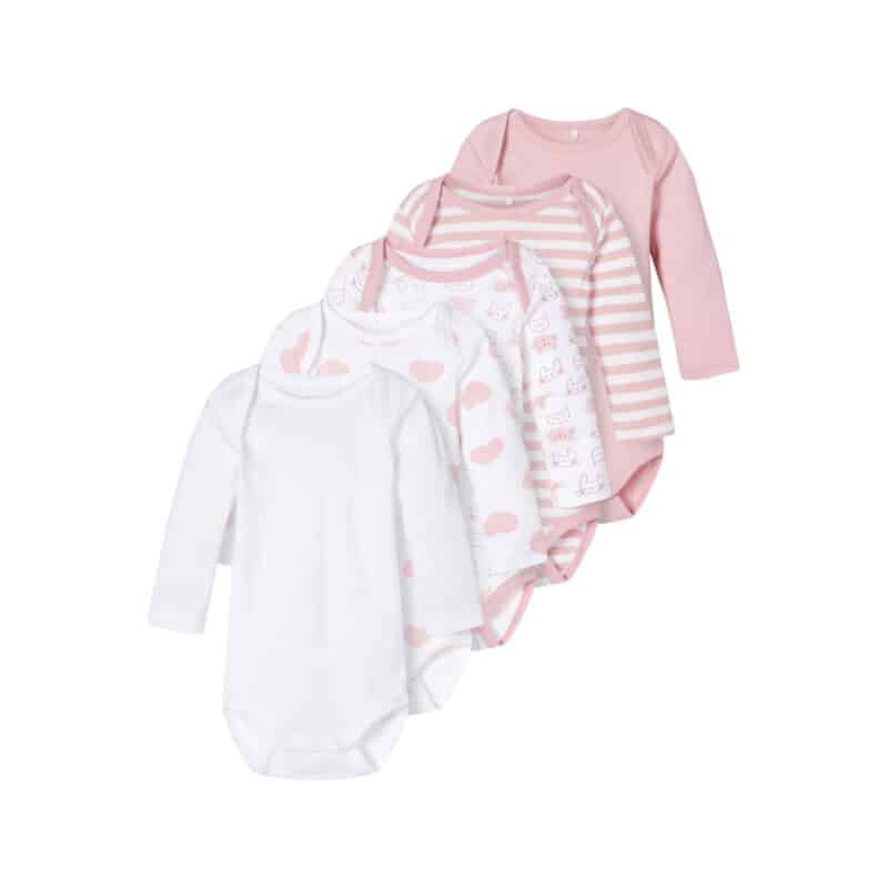 NAME IT 5er Pack Baby Mädchen Langarm Bodies Herzen Streifen Katzen in Rosa – jetzt kaufen bei Lifetex-Heimtextilien.de
