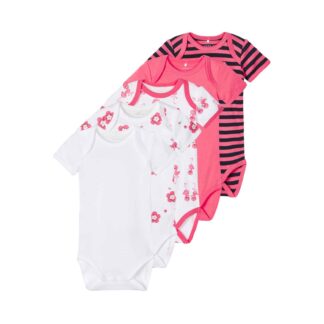 NAME IT 3er Pack Baby-Mädchen Kurzarm Bodies Blumen in Weiß/Violett – jetzt kaufen bei Lifetex-Heimtextilien.de