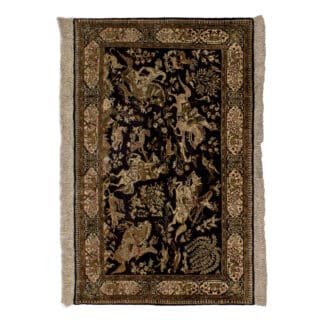 Teppich Ghom Seide Jagdmotiv | ca. 100 x 155 cm – jetzt kaufen bei Lifetex-Heimtextilien.de