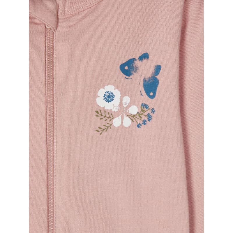 NAME IT 2er Pack Baby-Mädchen Schlafanzug Schmetterlinge Blüten mit Reißverschluss Rosa und Graublau – Detailbild 5 – jetzt kaufen bei Lifetex-Heimtextilien.de