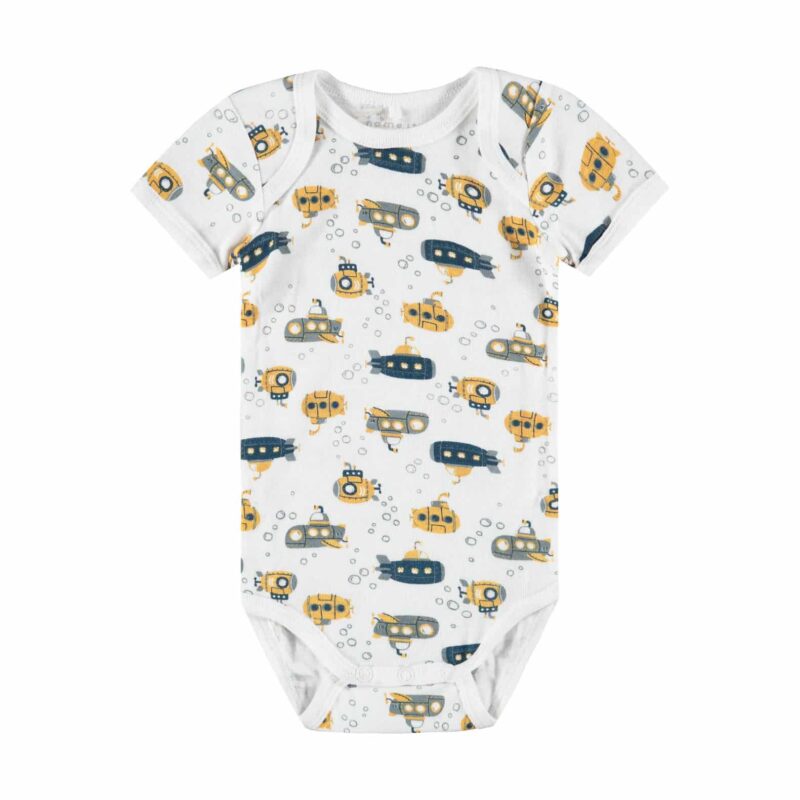 NAME IT 3er Pack Baby-Jungen Kurzarm Bodies U-Boot in Weiß/Blau – Detailbild 1 – jetzt kaufen bei Lifetex-Heimtextilien.de
