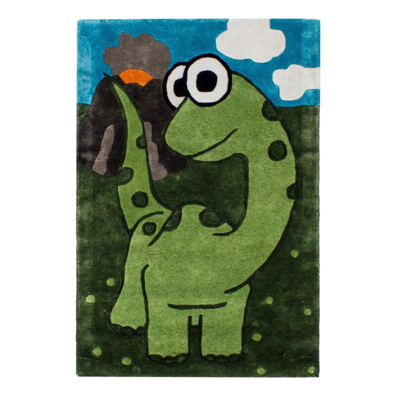 MYRINES DOODLES Kinderteppich Dino MD2 in Grün, Kunstseide (Viskose) – jetzt kaufen bei Lifetex-Heimtextilien.de