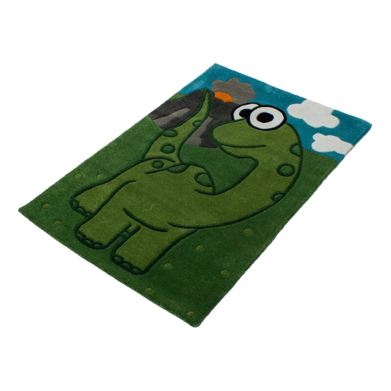 MYRINES DOODLES Kinderteppich Dino MD2 in Dunkelgrün, Polyester – Detailbild 1 – jetzt kaufen bei Lifetex-Heimtextilien.de