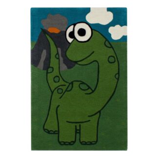 MYRINES DOODLES Kinderteppich Dino MD2 in Dunkelgrün, Wolle – jetzt kaufen bei Lifetex-Heimtextilien.de
