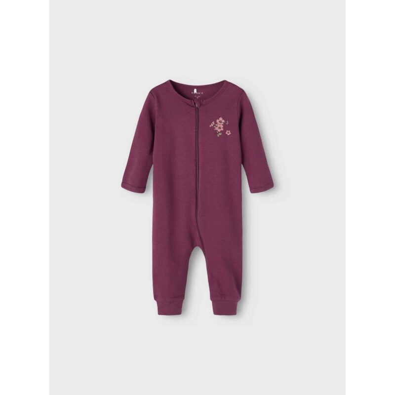 NAME IT 2er Pack Baby-Mädchen Schlafanzug Blumen Blüten Schlafstrampler Zip in Weiß/Violett – Detailbild 5 – jetzt kaufen bei Lifetex-Heimtextilien.de