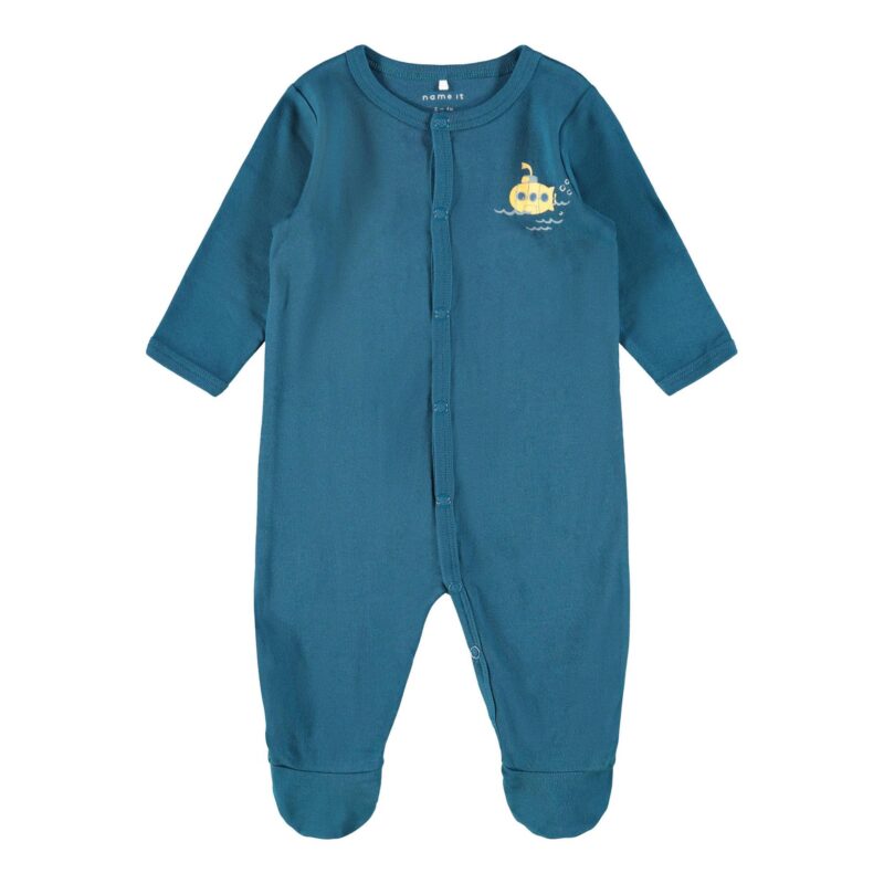 NAME IT 2er Pack Baby-Jungen Schlafanzug U-Boot Schlafstrampler Druckknöpfe  in Weiß/Blau – Detailbild 1 – jetzt kaufen bei Lifetex-Heimtextilien.de
