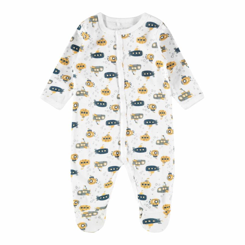 NAME IT 2er Pack Baby-Jungen Schlafanzug U-Boot Schlafstrampler Druckknöpfe  in Weiß/Blau – Detailbild 2 – jetzt kaufen bei Lifetex-Heimtextilien.de