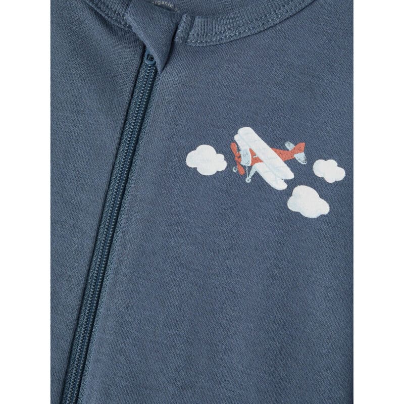 NAME IT 2er Pack Baby-Jungen Schlafanzug Flugzeuge Schlafstrampler Zip in Weiß/Blau – Detailbild 1 – jetzt kaufen bei Lifetex-Heimtextilien.de