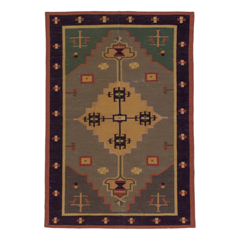 Teppich Kelim Geometrisch mit Bordüre | ca. 120 x 180 cm – jetzt kaufen bei Lifetex-Heimtextilien.de