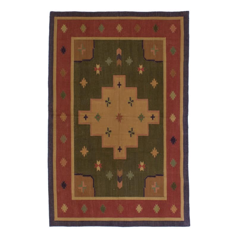 Teppich Kelim Geometrisch mit Bordüre | ca. 120 x 180 cm – jetzt kaufen bei Lifetex-Heimtextilien.de