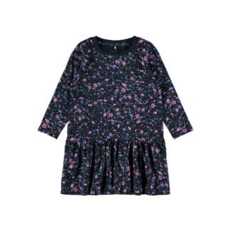NAME IT Mini Mädchen Nmfossa Kleidchen Langarm Blumenprint in Dunkelblau – jetzt kaufen bei Lifetex-Heimtextilien.de