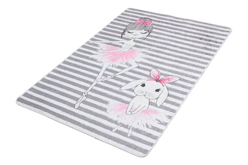 Kinderteppich Ballerina und Hase Streifen | ca. 120 x 180 cm – Detailbild 1 – jetzt kaufen bei Lifetex-Heimtextilien.de