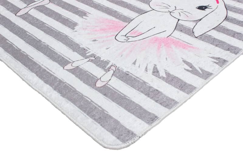Kinderteppich Ballerina und Hase Streifen | ca. 120 x 180 cm – Detailbild 2 – jetzt kaufen bei Lifetex-Heimtextilien.de