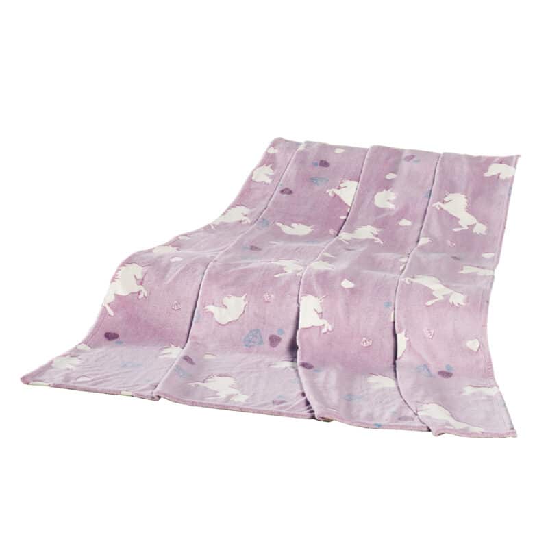 GOLD-LINE HOME Kinder Wohndecke Einhorn Glow in the Dark Kuscheldecke 150x200cm, Rosa – jetzt kaufen bei Lifetex-Heimtextilien.de