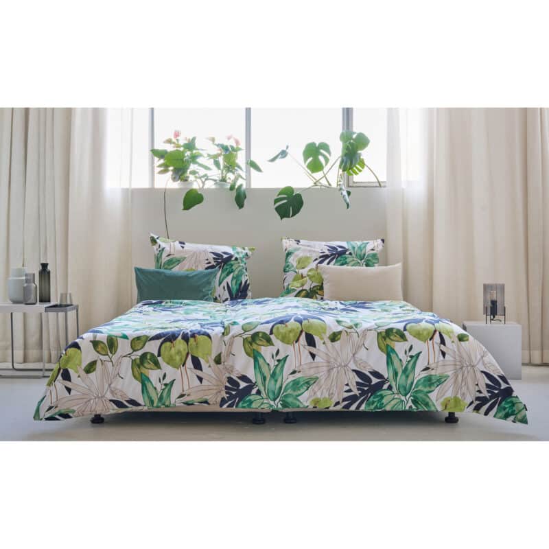 Apelt Bettwäsche-Garnitur Anabel GOTS Blumen 135x200 + 80x80 cm Grün – Detailbild 1 – jetzt kaufen bei Lifetex - Textile Lebensqualität