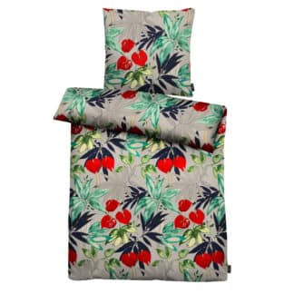 Apelt Bettwäsche-Garnitur Anabel GOTS Blumen 135x200 + 80x80 cm Grau – jetzt kaufen bei Lifetex - Textile Lebensqualität