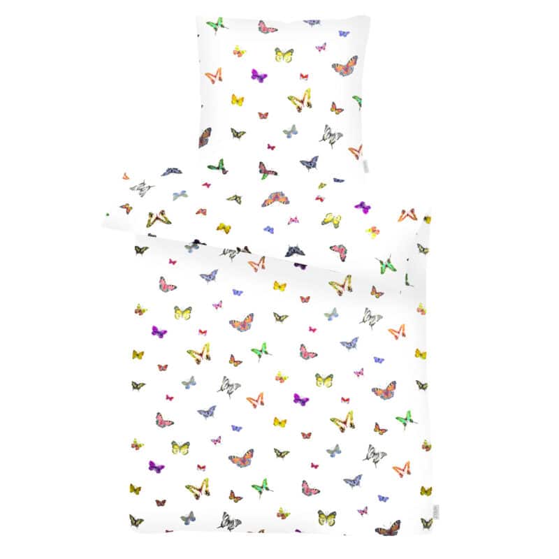 Apelt Bettwäsche-Garnitur Lucky GOTS Schmetterlinge 135x200 + 80x80 cm Weiß – jetzt kaufen bei Lifetex - Textile Lebensqualität
